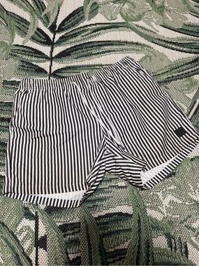 YoungLA Swim Trunks Men's Black & White Striped Swim Shorts Medium